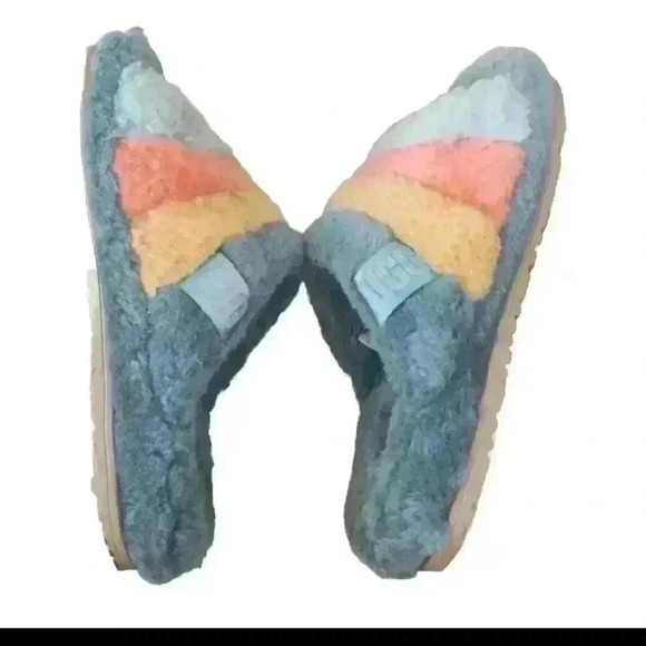 UGG Men Fluff You Stripes "Marina Blue/Multi" Slide  10 - Picture 7 of 12
